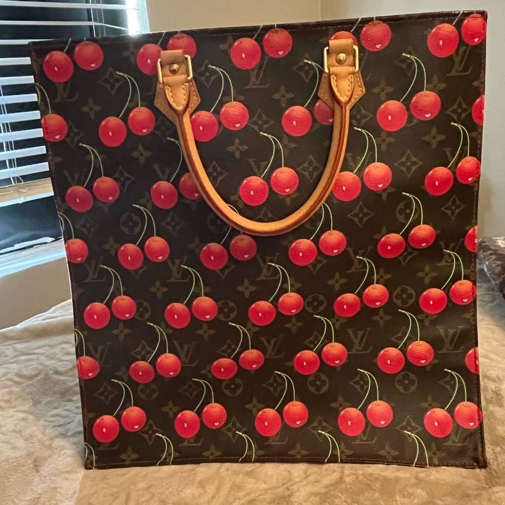 Louis Vuitton SAC Plat Hand Tote Bag Monogram Cherry